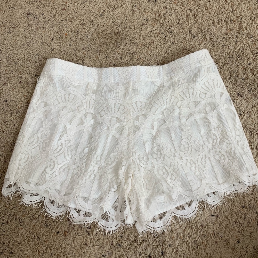White lace shorts
